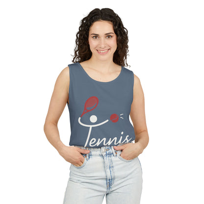 Womens Garment-Dyed Tank Top, Womens Tennis Tank Top, Cute Sports Graphic Top, Workout Gym Activewear Shirt