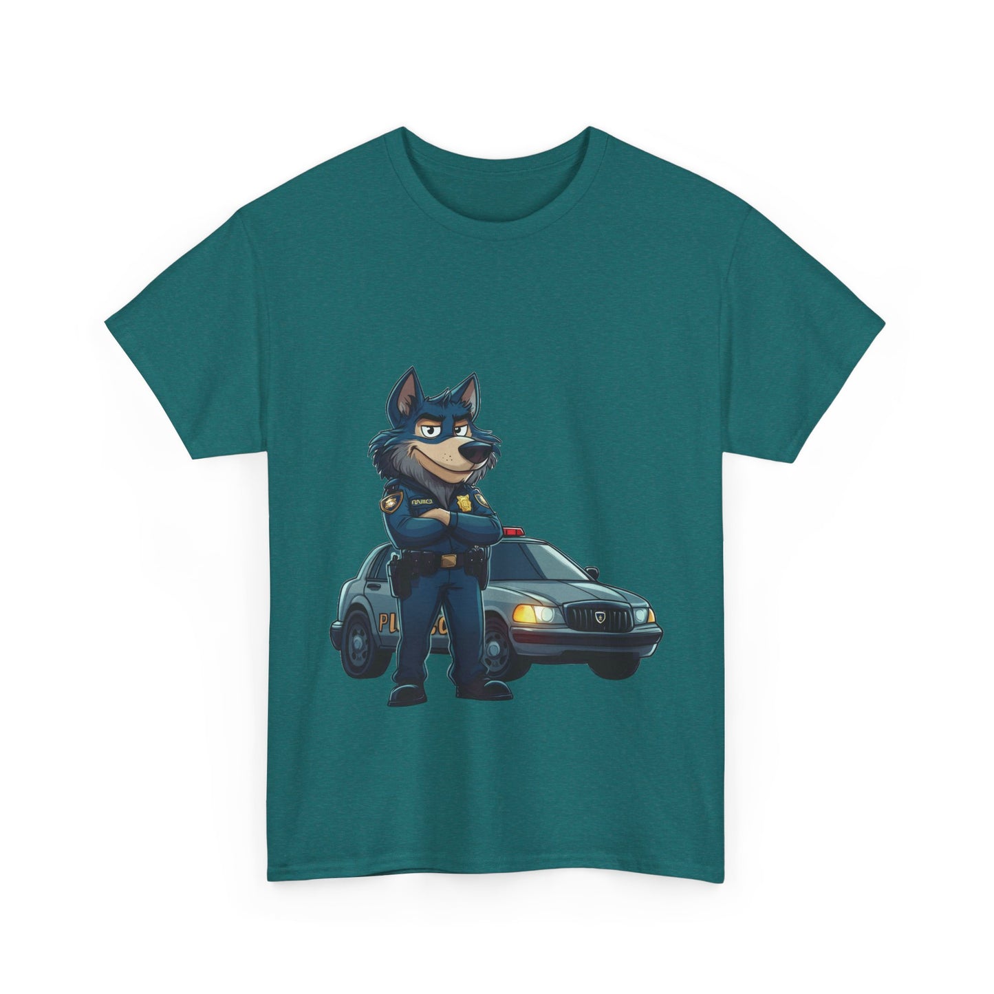 Cool Police Wolf Cartoon Shirt, Funny Cop Animal Graphic Tee,  Law Enforcement Gift T-Shirt, Tee for Dog Lovers, Gifts for Police Week
