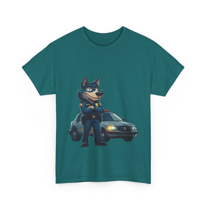 Cool Police Wolf Cartoon Shirt, Funny Cop Animal Graphic Tee,  Law Enforcement Gift T-Shirt, Tee for Dog Lovers, Gifts for Police Week