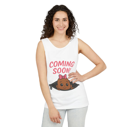 Coming Soon Maternity  Tank Top, Cute Baby Girl Pregnancy Announcement Shirt, Expecting Mom Gift, Gender Reveal Tank, Baby Shower Gift