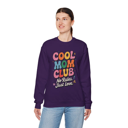 Cool Mom Club Sweatshirt, Gift for Moms, Mother's Day, No Rules Just Love, Retro Colorful Unisex Heavy Blend Crewneck
