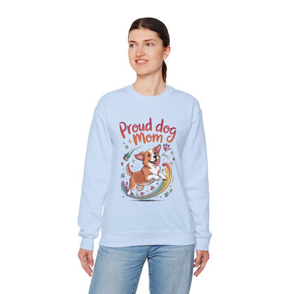Proud Dog Mom Crewneck Sweatshirt, Pet Lover Gift, Dog Mom Apparel, Animal Lover Clothing, Gift for Dog Moms, Puppy Paw Rainbow Print