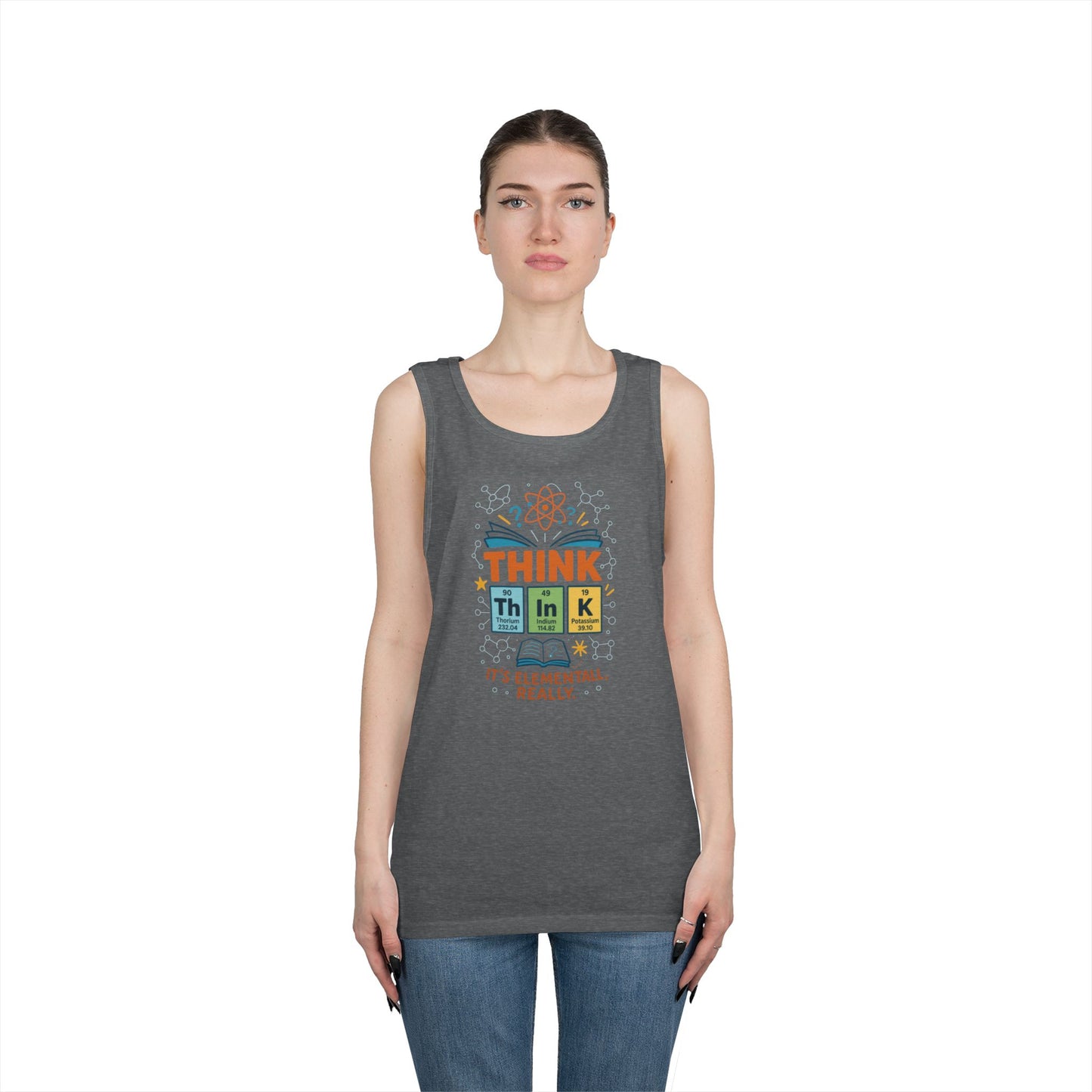 Think Tank Top for Men, Nerdy Chemistry Shirt, Periodic Table Funny Science Tank, Geeky STEM Gift for Him, Science Lovers Gift