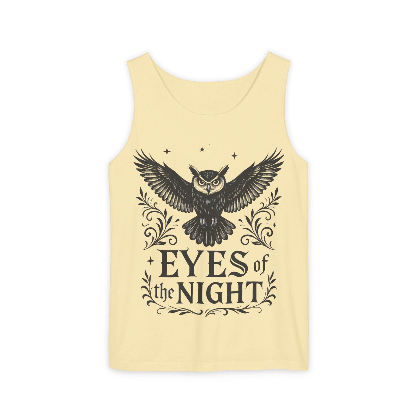 Eyes of the Night Owl Tank Top, Mens Summer Wear, Boho Aesthetic, Festival Outfit, Nature Lover Gift, Halloween Apparel