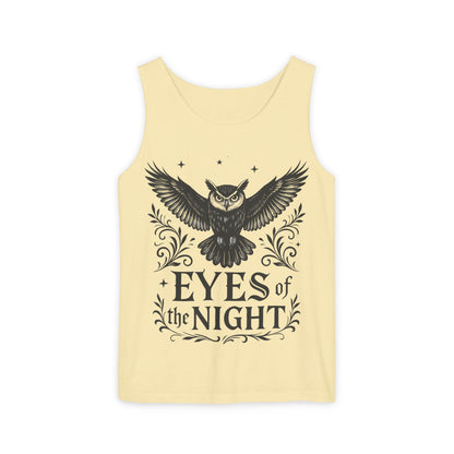 Eyes of the Night Owl Tank Top, Mens Summer Wear, Boho Aesthetic, Festival Outfit, Nature Lover Gift, Halloween Apparel