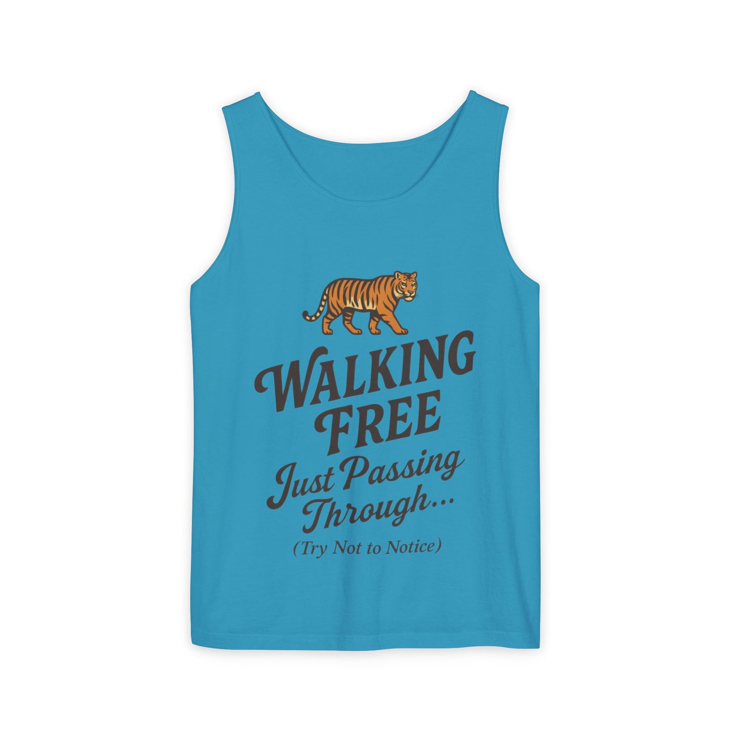 Walking Free Mens Tiger Tank Top, Funny Sleeveless Shirt - Wild Animal Summer Top, Mens Beachwear, Gift for Wild Life Lovers