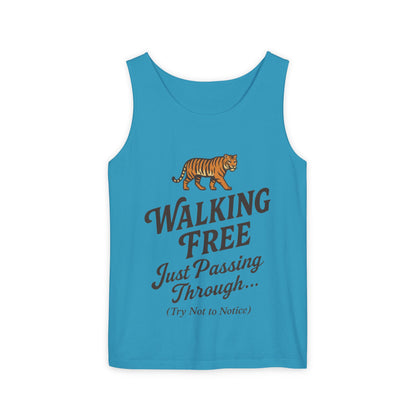 Walking Free Mens Tiger Tank Top, Funny Sleeveless Shirt - Wild Animal Summer Top, Mens Beachwear, Gift for Wild Life Lovers