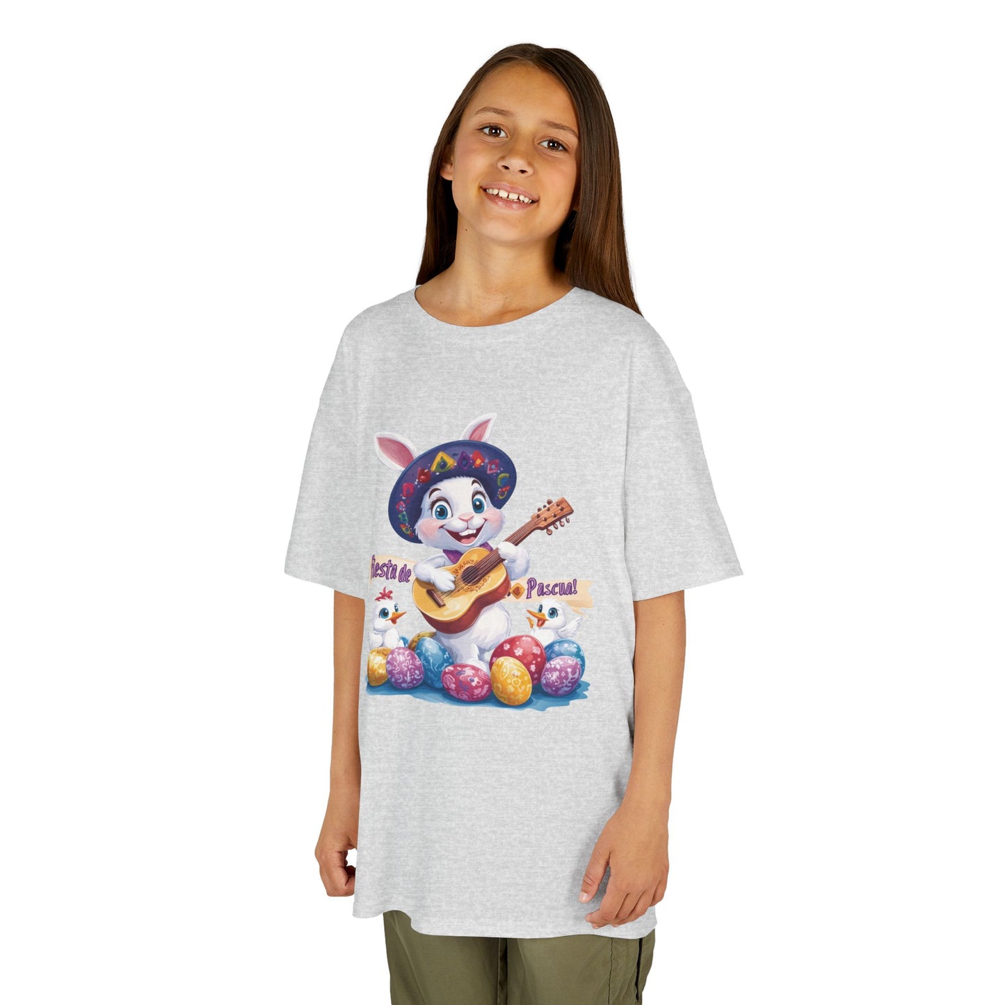 Mexican Easter Bunny Kids T-Shirt - Fiesta de Pascua Shirt with Guitar, Fun Spring Festival Tee, Colorful Holiday Gift for Children