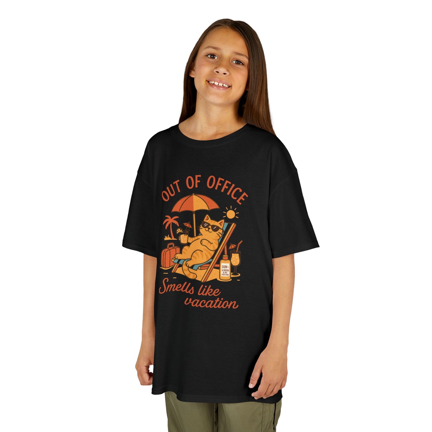 Funny Cat Vacation T-Shirt for Kids, Out of Office Beach Shirt, Summer Holiday Tee, Summer Fun, Beachwear, Travel Tee, Gift for Kids