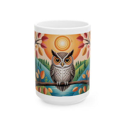 Whimsical Owl Ceramic Mug - Cozy Home Decor, Gift for Nature Lovers, Coffee Mug, Fall Vibes, Owl Enthusiast Gift