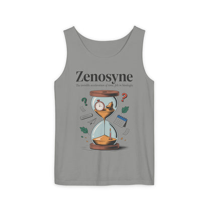 Zenosyne Tank Top, Unisex Garment-Dyed Tee, Time Awareness Gift, Casual Summer Wear, Philosophy Shirt, Unique Everyday Apparel