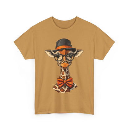 Hipster Giraffe T-Shirt with Hat and Glasses, Whimsical Giraffe Tee, Fun Gift, Cute Graphic Shirt, Unisex Heavy Cotton Tee