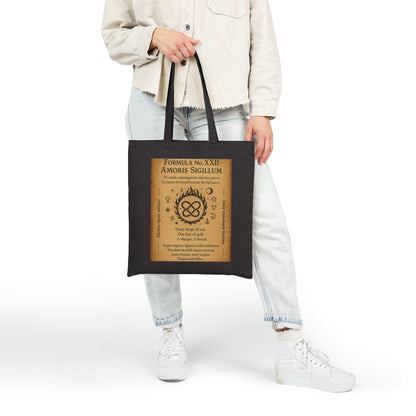 Amoris Sigillum Love Spell Tote Bag, Love Binding Sigil, Full Moon Romance Symbol, Mystic Heart Knot, Gothic Witch Spellbook Illustration