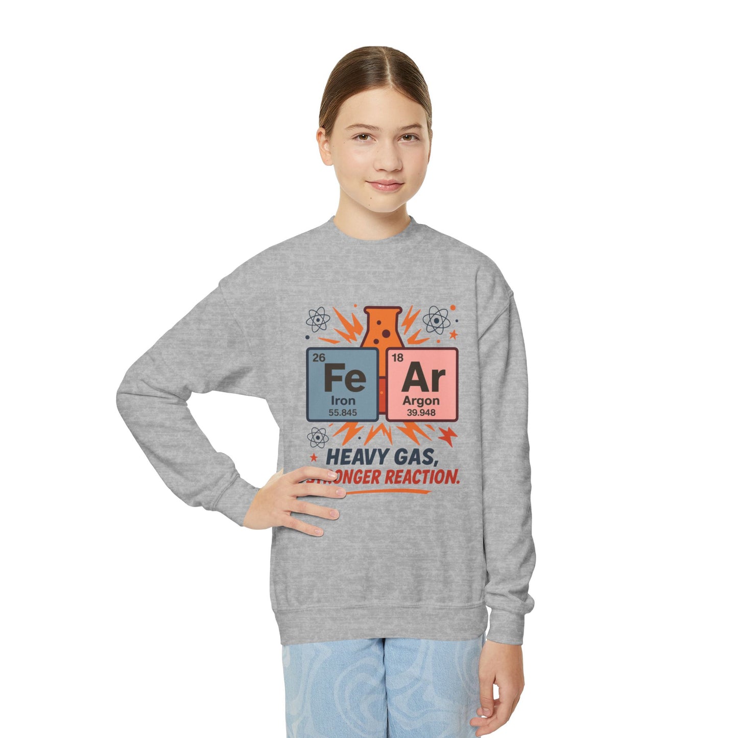 Youth Science Sweatshirt for Kids, Funny Chemistry Gift, Heavy Gas Reaction Crewneck, Science Class Apparel, Educational Sweater