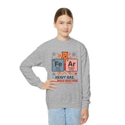 Youth Science Sweatshirt for Kids, Funny Chemistry Gift, Heavy Gas Reaction Crewneck, Science Class Apparel, Educational Sweater