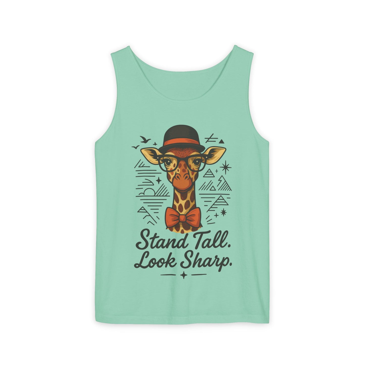 Giraffe Inspirational Tank Top, Stand Tall Look Sharp Shirt, Unisex Summer Apparel, Cute Animal Gift, Zoo Lover's Fashion