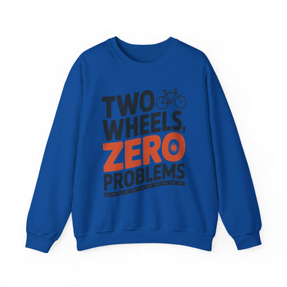 Men's Heavy Blend™ Crewneck Sweatshirt, Two Wheels Zero Problems Mens Casual Biker Sweatshirt, Gift for Cyclists