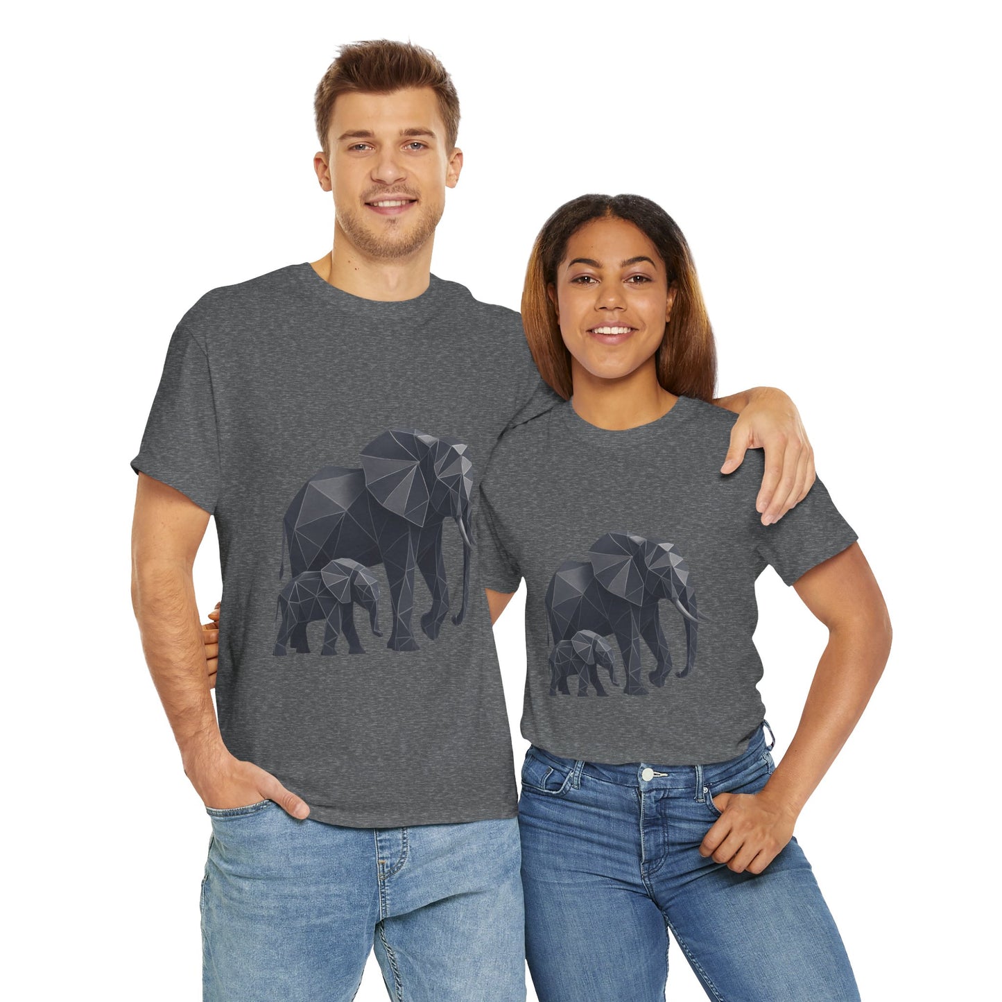 Geometric Elephant Tee - Minimalist Art Shirt, Nature Lover Gift, Animal Print T-Shirt, Unisex Cotton Tee, Eco-Friendly Wear