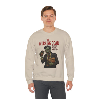 The Working Dead Men's Funny Zombie Sweatshirt, Office Humor Crewneck, Halloween Work Top