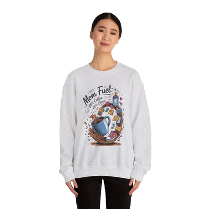 Mom Fuel Unisex Crewneck Sweatshirt, Perfect for Coffee Lovers, Gifts for Moms, Cozy Casual Wear, Funny Graphic Sweatshirt, Mother's Day