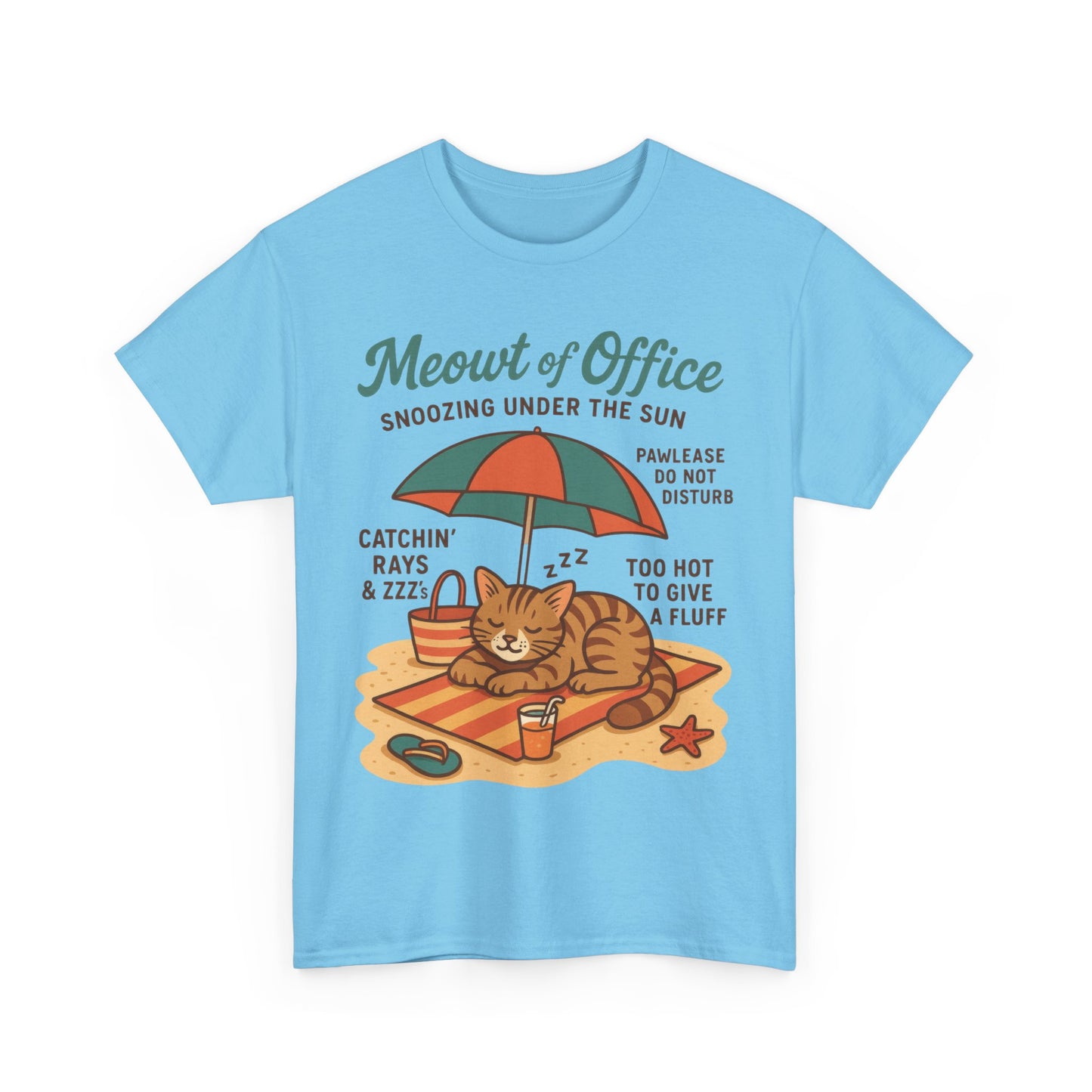 Cat Shirt, Cute Beach Cat Womens T-Shirt, Funny Summer Vacation Tee, Lazy Cat Humor Gift, Cat Lover T-Shirt, Vacation Humor Tee