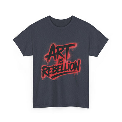 Men's Heavy Cotton Tee, Art Is Rebellion Men's T-Shirt, Graffiti Street Art Graphic Tee, Urban Skate Punk Style Shirt