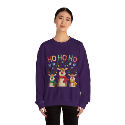 Ho Ho Ho Reindeer Christmas Sweatshirt, Cute Holiday Pullover for Women