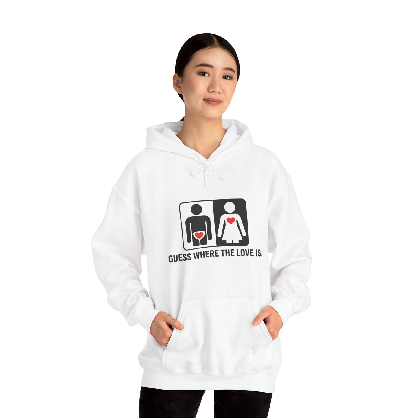 Guess Where the Love Is Hoodie, Cute Couples Hoodie, Valentines Day Gift, Matching Outfits, Witty Relationship Hoodie,  Love Joke Graphic
