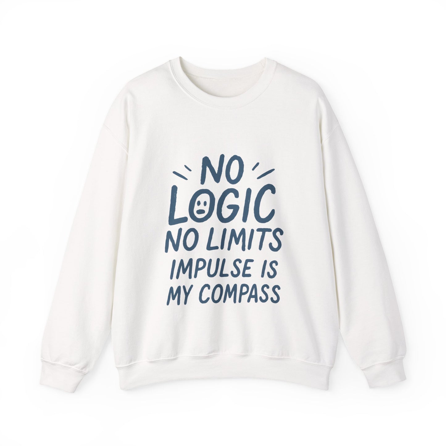 Mens  Motivational Crewneck Sweatshirt,No Logic No Limits Quote,  Casual Wear for Creatives, Cozy Relaxed Fit Pullover