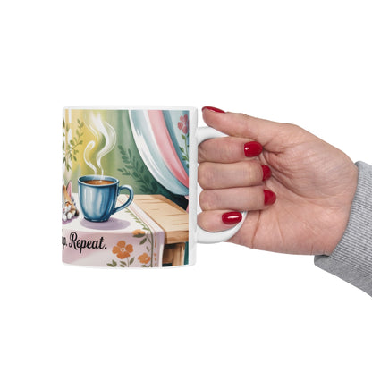 Cozy Cat Lover Mug, Ceramic Coffee Cup for Readers, Gift for Cat Lovers, Relaxing Tea Mug, Perfect for Home & Office, Book Lover Coffee Cup
