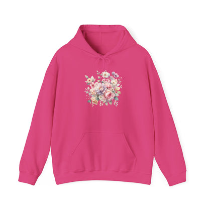 Floral Comfort Hoodie, Cozy Sweatshirt for Women, Spring Fashion, Gift for Her, Casual Everyday Wear, Soft Pastel Flower Print Sweatshirt