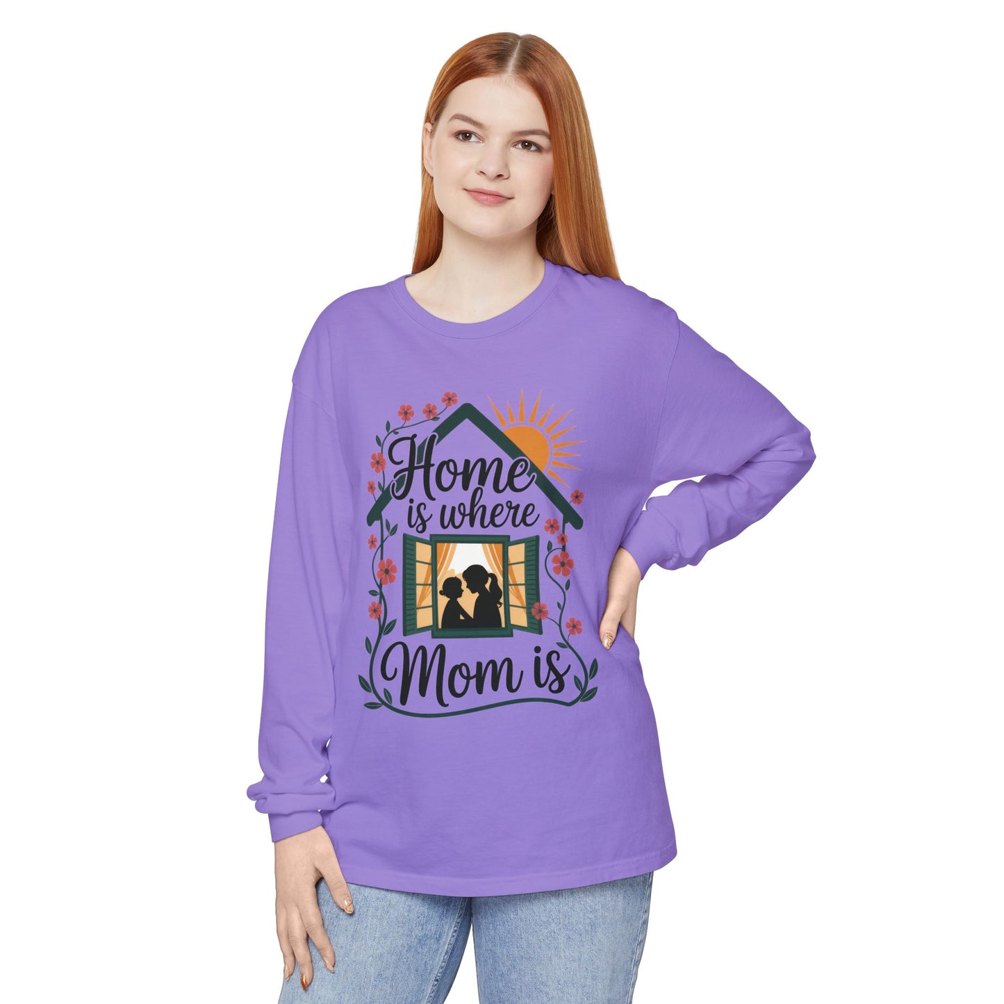 Home Is Where Mom Is Long Sleeve T-Shirt, Mother's Day Cotton Shirt, Cute Family Gift for Mom, Sentimental Mom Gift, mother's day Gift
