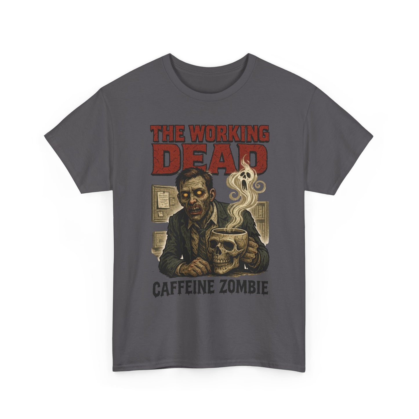 The Working Dead Men's Funny Zombie Work T-Shirt, Office Humor Tee, Halloween Office Tee, Coffee Zombie Shirt