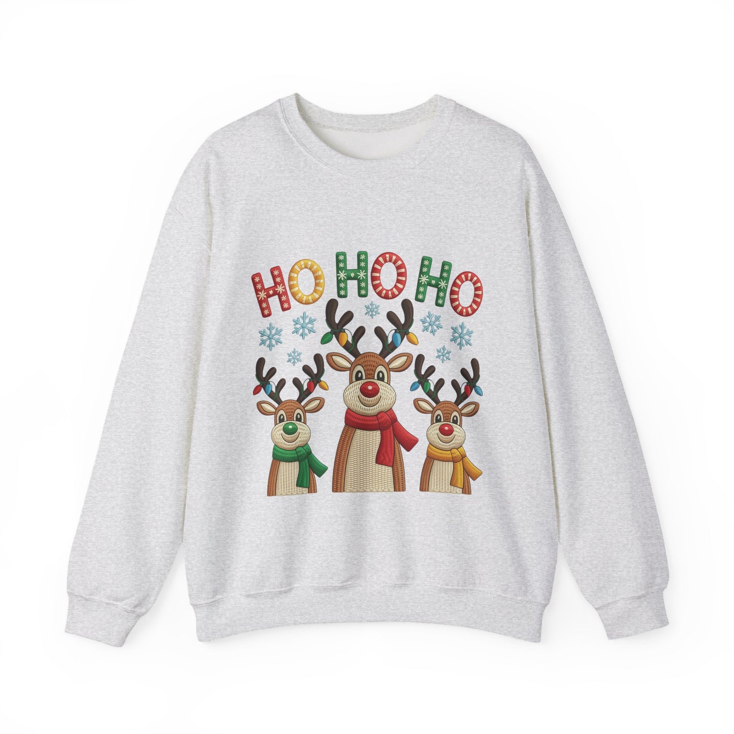 Ho Ho Ho Reindeer Christmas Sweatshirt, Cute Holiday Pullover for Women