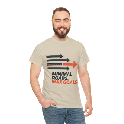 Minimal Roads Max Goals Motivational Mens T-Shirt, Urban Style Graphic Tee