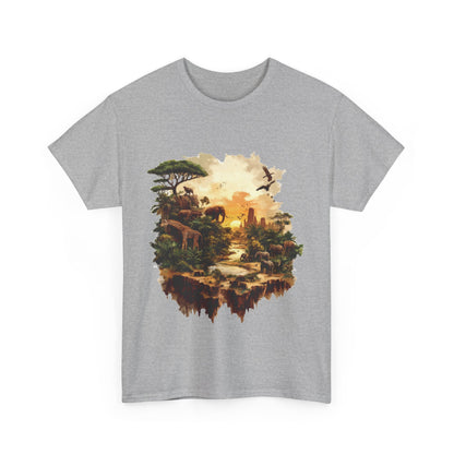 Safari Sunset Animal Print T-Shirt, Jungle Wildlife Graphic Tee , African Nature Unisex Heavy Cotton Shirt, Gift for Nature Lovers
