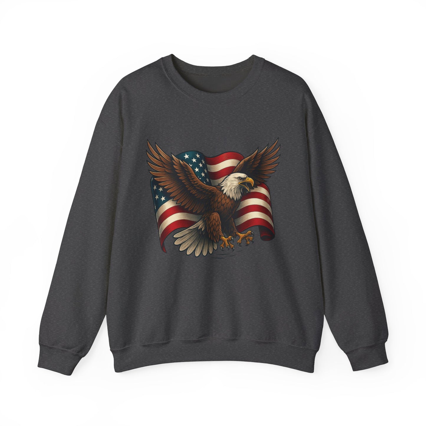 Patriotic Eagle Sweatshirt - Unisex Crewneck, USA Flag Apparel, Memorial Day, Veteran's Day, Independence Day, Gift for Patriots