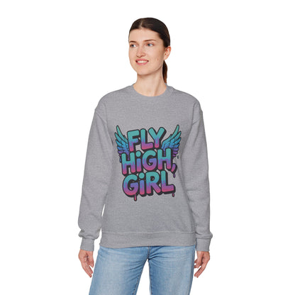 Women's Sweatshirt Fly High Girl, Graffiti Drip Angel Wings Streetwear Pullover Top