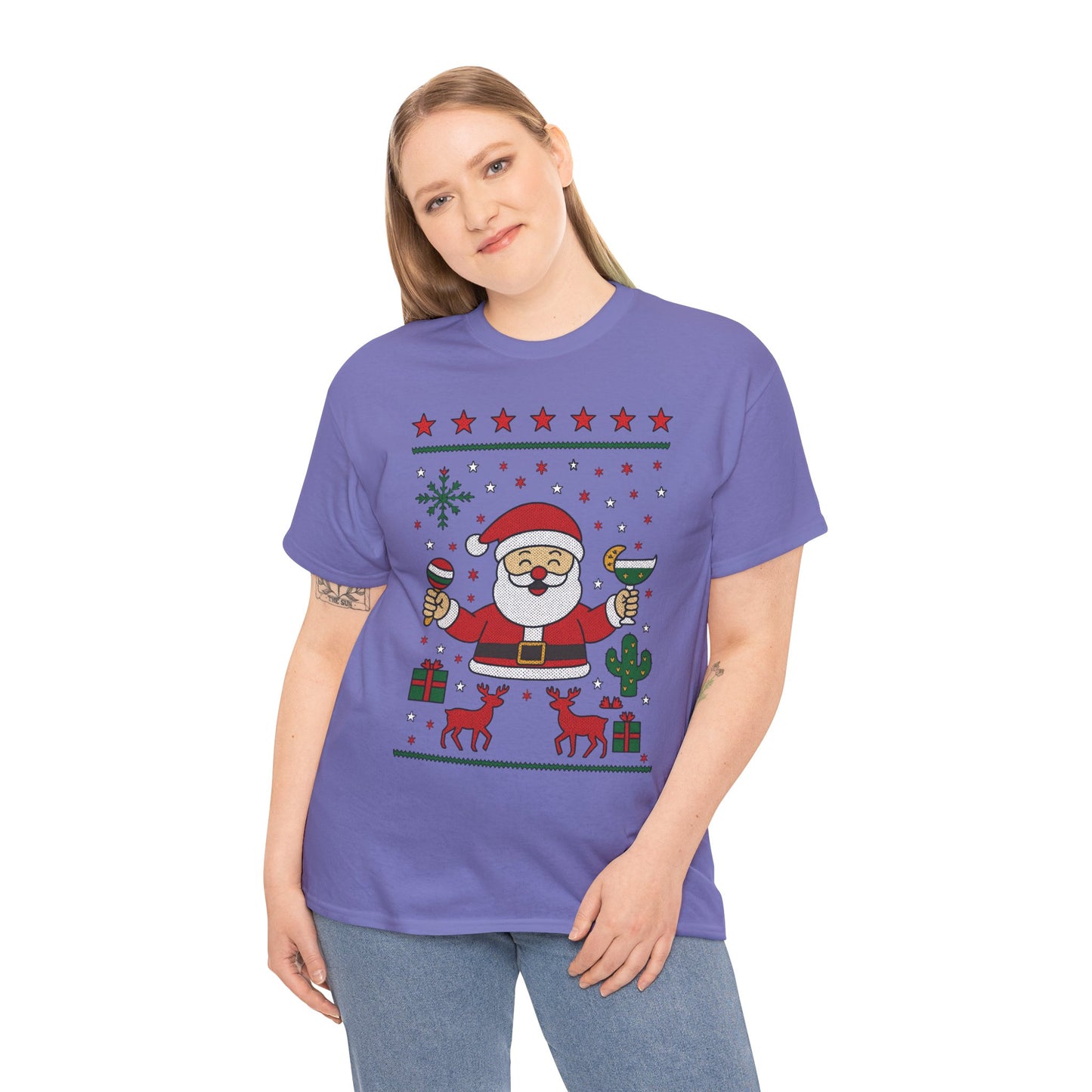 Women's Funny Santa Christmas Shirt, Festive Holiday Party Tee