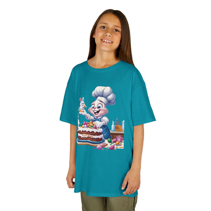 Pastry Chef Easter Bunny T-Shirt - Cute Spring Tee with Chef Bunny and Colorful Cake, Fun Holiday Gift for Kids and Bunny Lovers