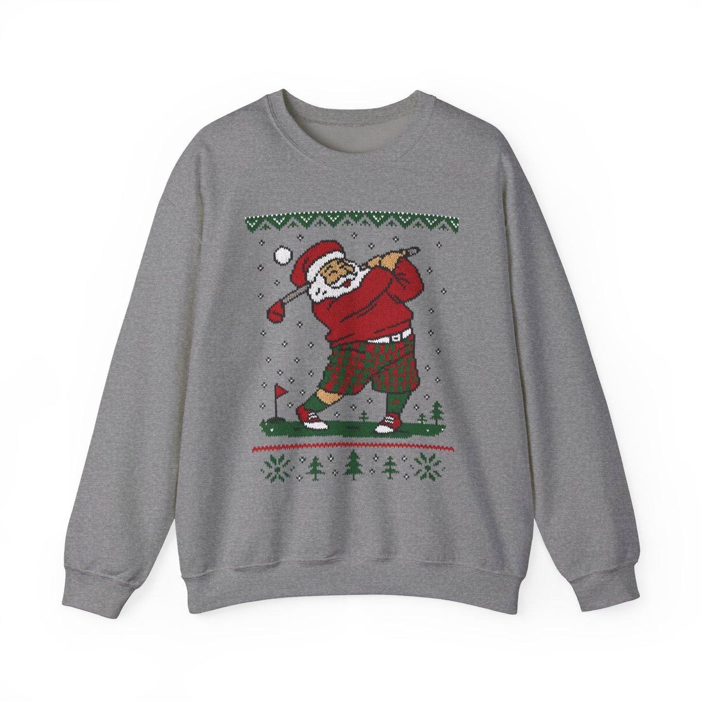 Golfing Santa Christmas Sweatshirt, Funny Golf Lover Holiday Jumper, Ugly Christmas Golf Sweater for Men