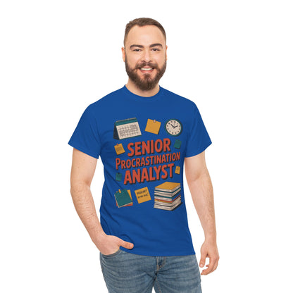 Senior Procrastination Analyst Tee, Funny Office Shirt, Gift for Graduates, Motivation T-Shirt, Humor Apparel, Job Humor Clothing