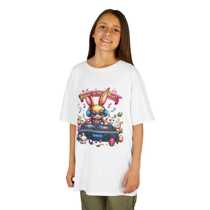 Kids Easter DJ Bunny T-Shirt Fun - Music Themed Spring Tee, Hoppin to the Beat Design, Colorful Holiday Shirt for Boys and Girls