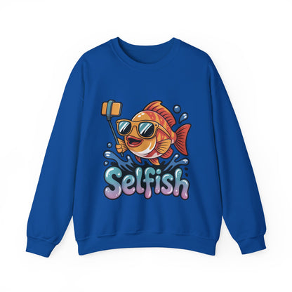 Selfish Womens Sweatshirt, Funny Selfie Pullover, Cute Ocean Pun Sweater, Playful Sea Life Gift, Fun Gift for Fish Lovers, Fishing Apparel
