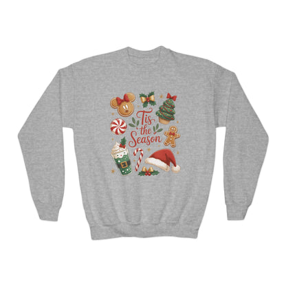 Tis the Season Christmas Sweatshirt for Girls, Cozy Holiday Cookie Jumper, Youth Crewneck Sweatshirt