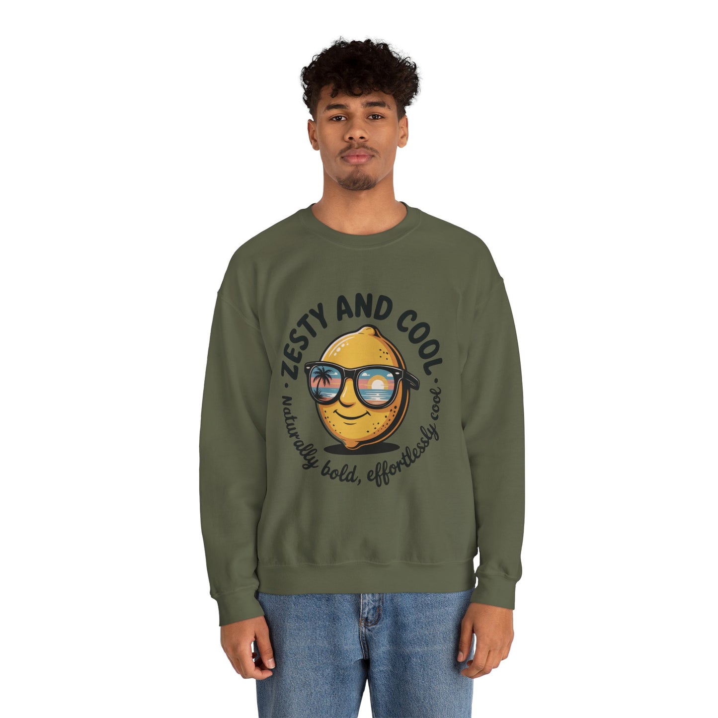 Zesty Lemon Mens Crewneck Sweatshirt - Fun Gift for Friends, Cool Casual Style, Summer Vibes, Mens Graphic Apparel, Perfect for Relaxing
