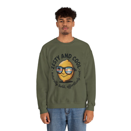 Zesty Lemon Mens Crewneck Sweatshirt - Fun Gift for Friends, Cool Casual Style, Summer Vibes, Mens Graphic Apparel, Perfect for Relaxing