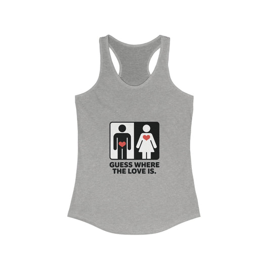Guess Where the Love Is Womens Tank Top, Funny Shirt for Couples, Gift for Her, Matching Outfits,  Love Joke Graphic Workout Tee