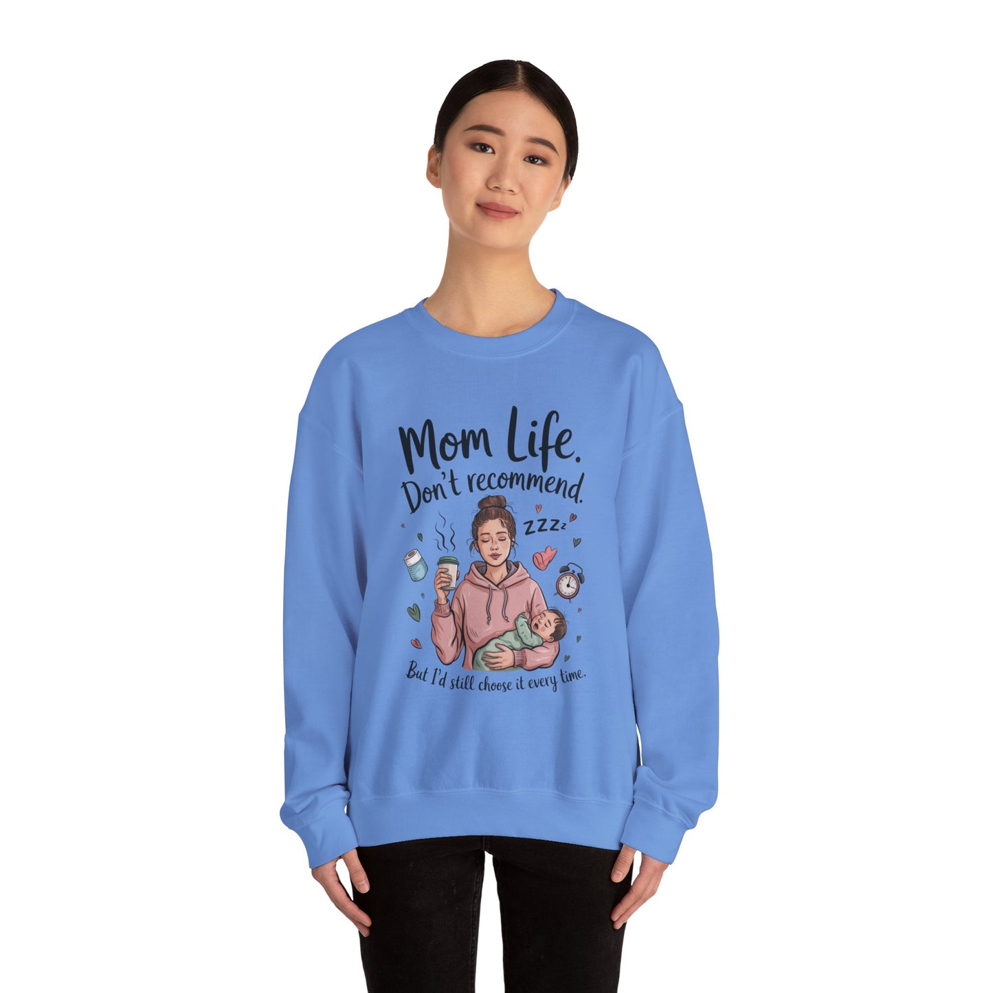 Mom Life Crewneck Sweatshirt, New Mom Gift, Cozy Everyday Wear, Funny Parent Apparel, Tired Mama Humor Tee