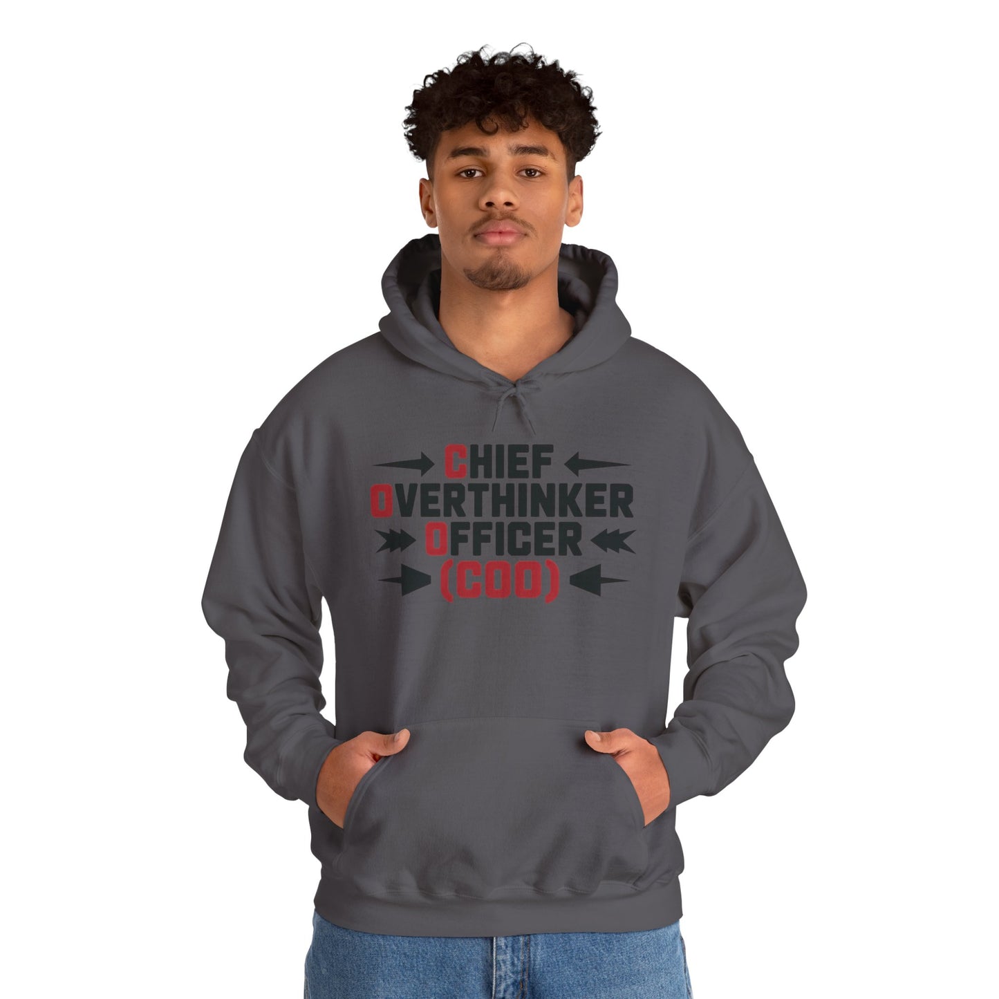 Chief Overthinker Officer Men's Hoodie, Funny COO Graphic Pullover, Sarcastic Office Humor Gift, Men's Heavy Blend™ Hooded Sweatshirt